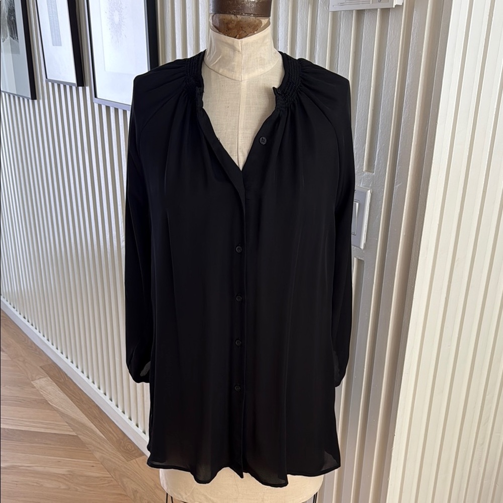 Elegant Black Silk Women's Top